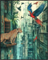 Posterizer-jungle scene with animals in urban city setting -1-Abstract & Modern Art-Art for Animal Lovers-Decor for Home & Office- unframed wall a...